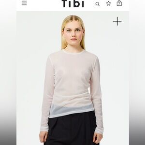 Sheer Gauze Long Sleeve Top With Pintuck Detail white xs new w tags